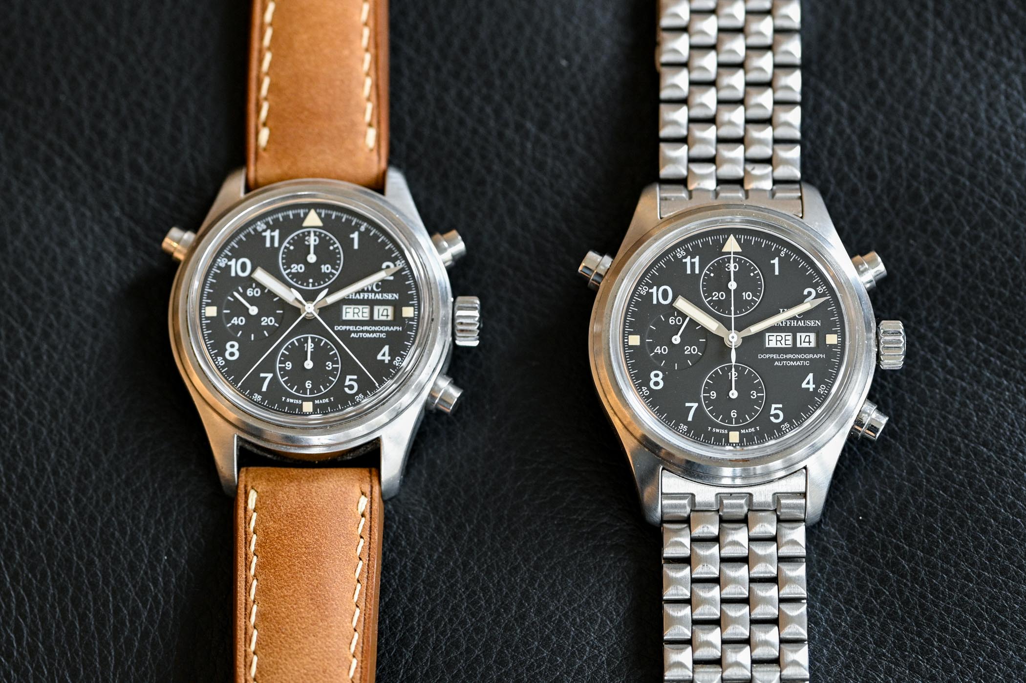 IWC Doppelchronograph 3711 Pilot Watch steel bracelet vs leather strap