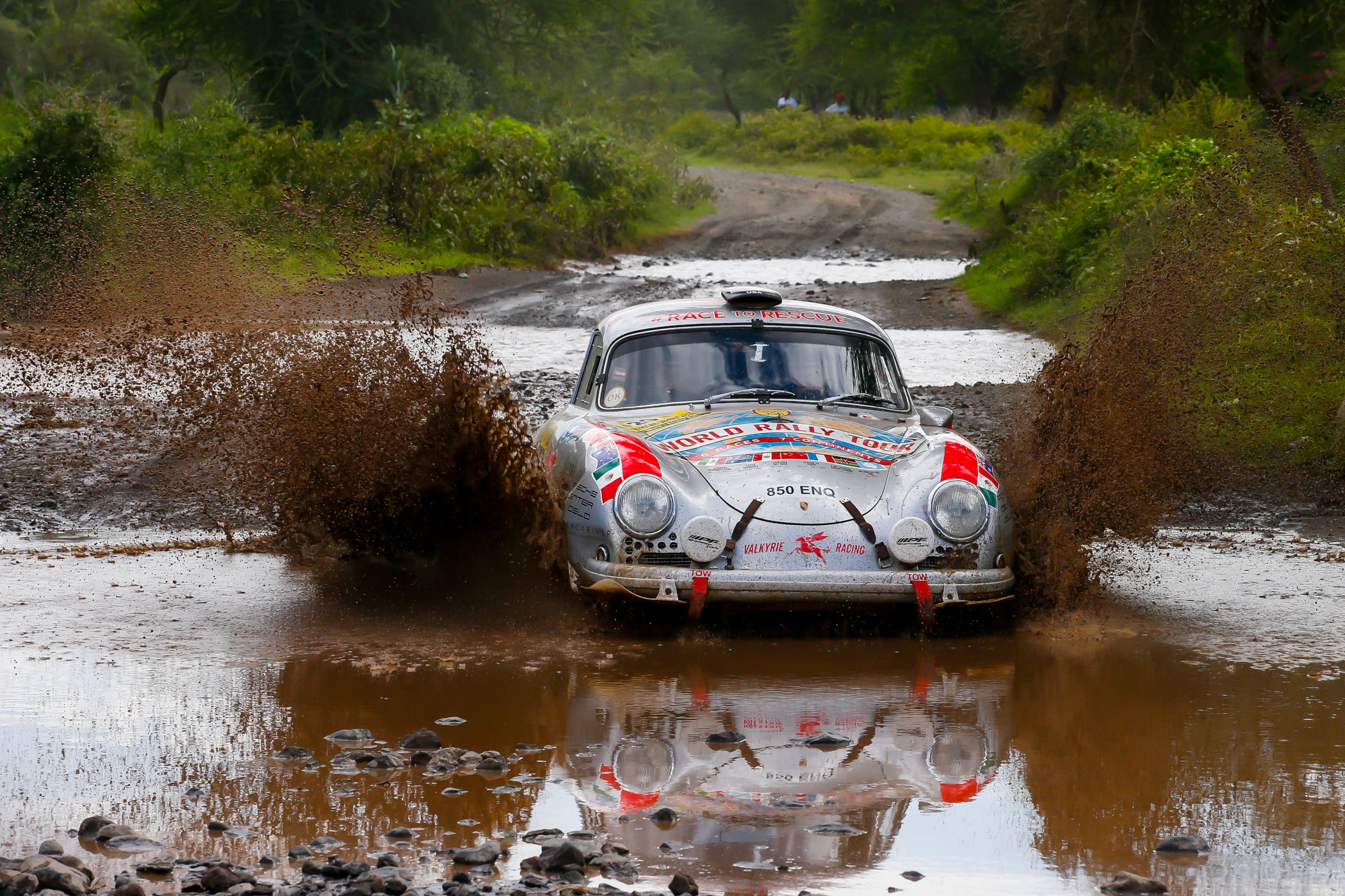 Renée Brinkenhoff and her converted Porsche 356A during the East African Safari Classic 2