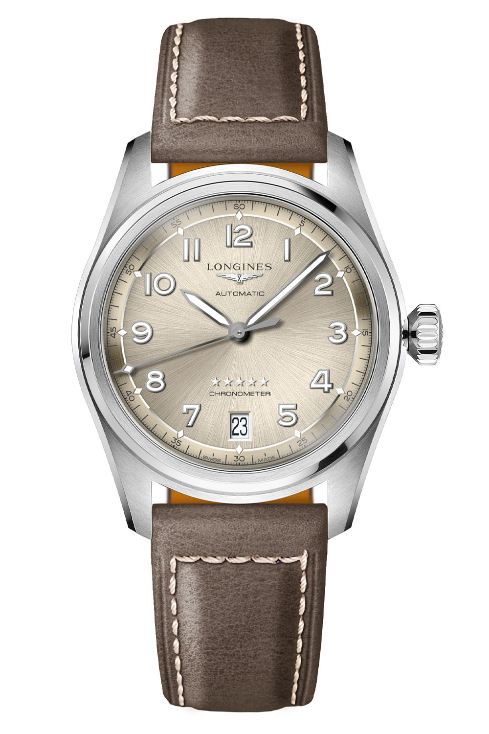 Longines Spirit 37mm Collection 2022 - L3.410.4.63.2 champagne dial leather strap