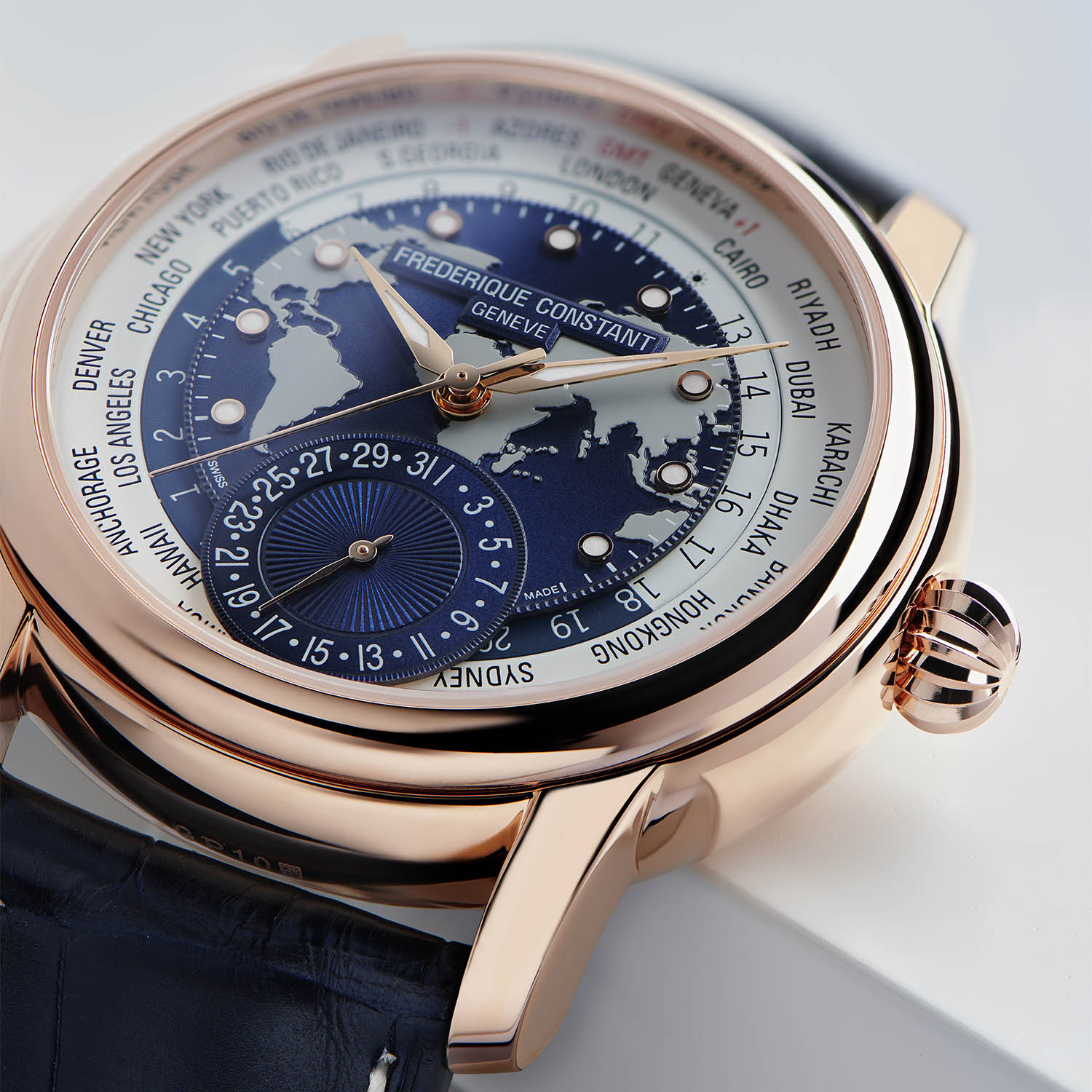 Frederique Constant Classics Worldtimer Manufacture 10 years limited edition pink gold - FC-718NWWM4H9