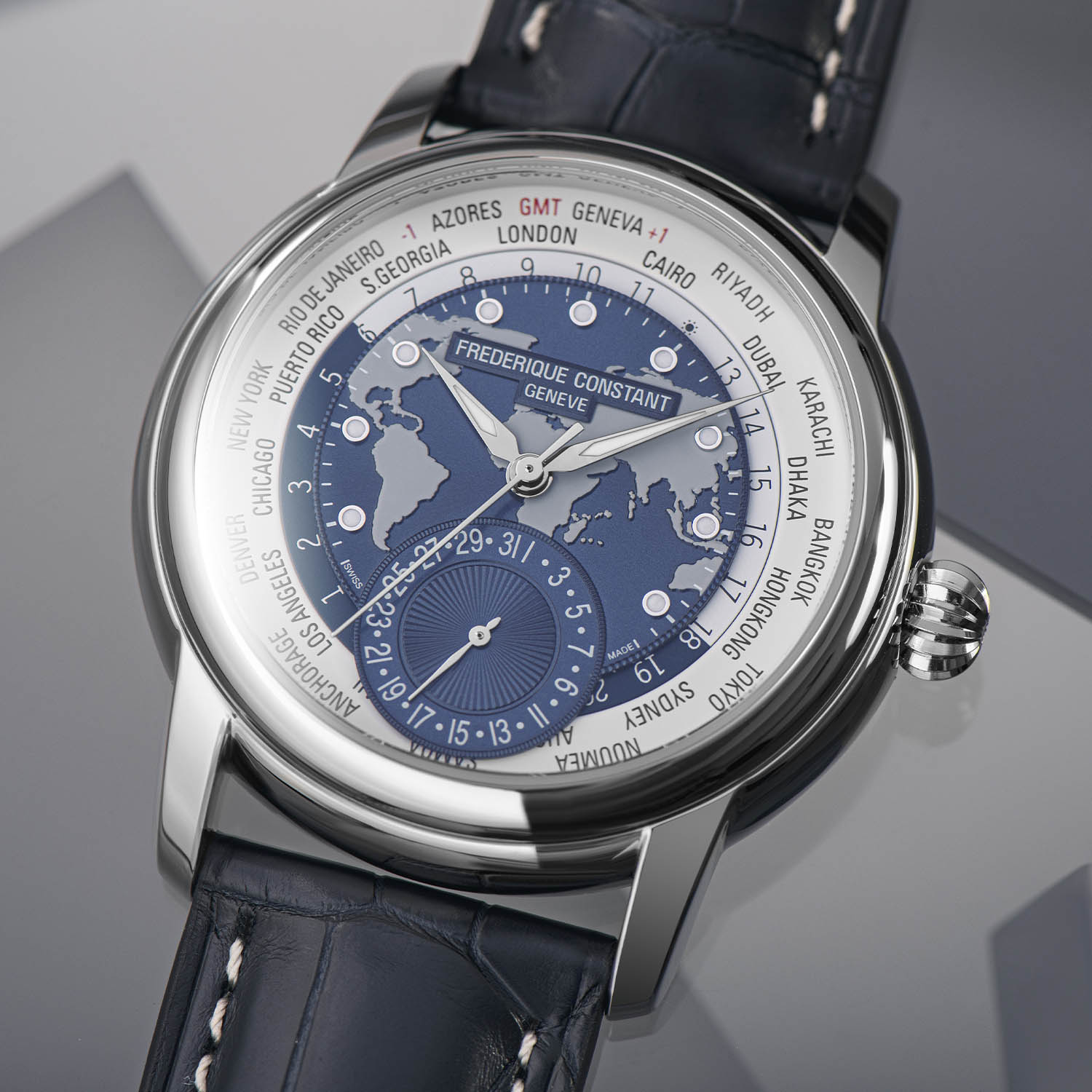 Frederique Constant Classics Worldtimer Manufacture 10 years limited edition steel - FC-718NWWM4H6
