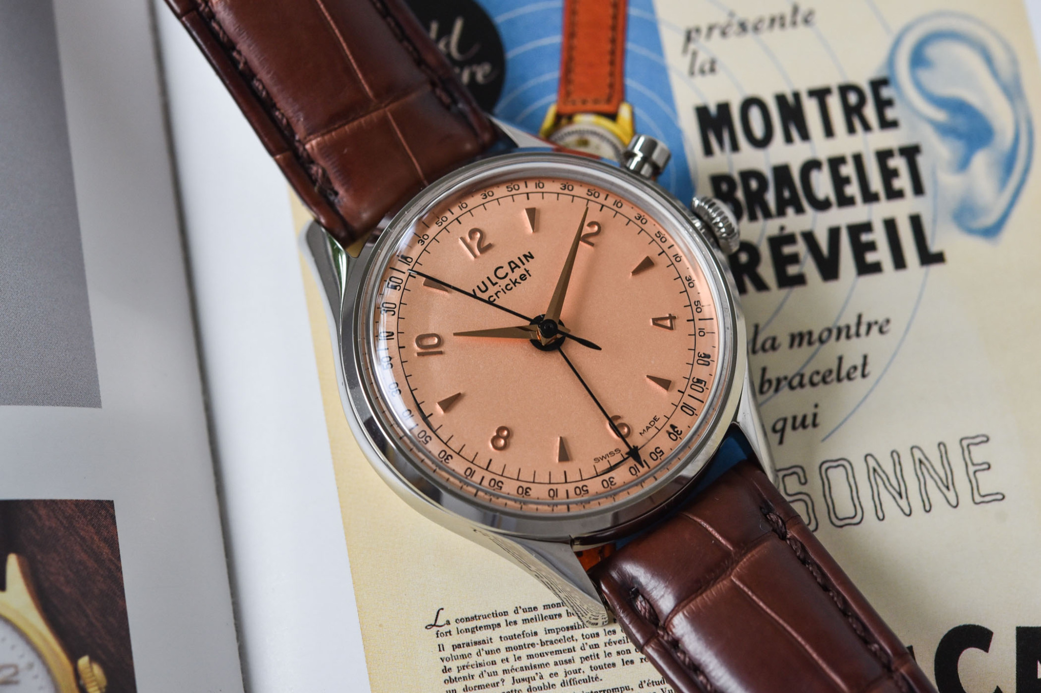 Vulcain Cricket Rose Gold Alarm Watch