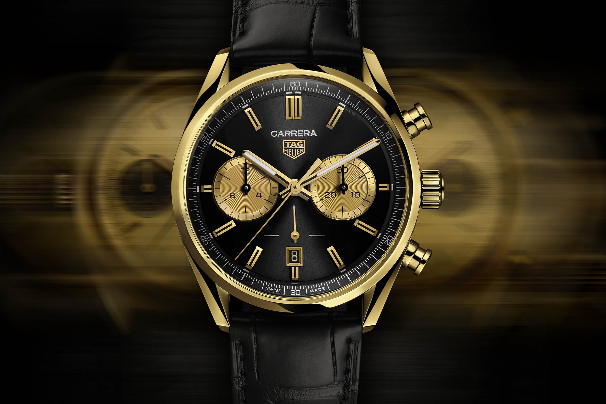 TAG Heuer Carrera Chronograph 42 Yellow Gold Black Dial