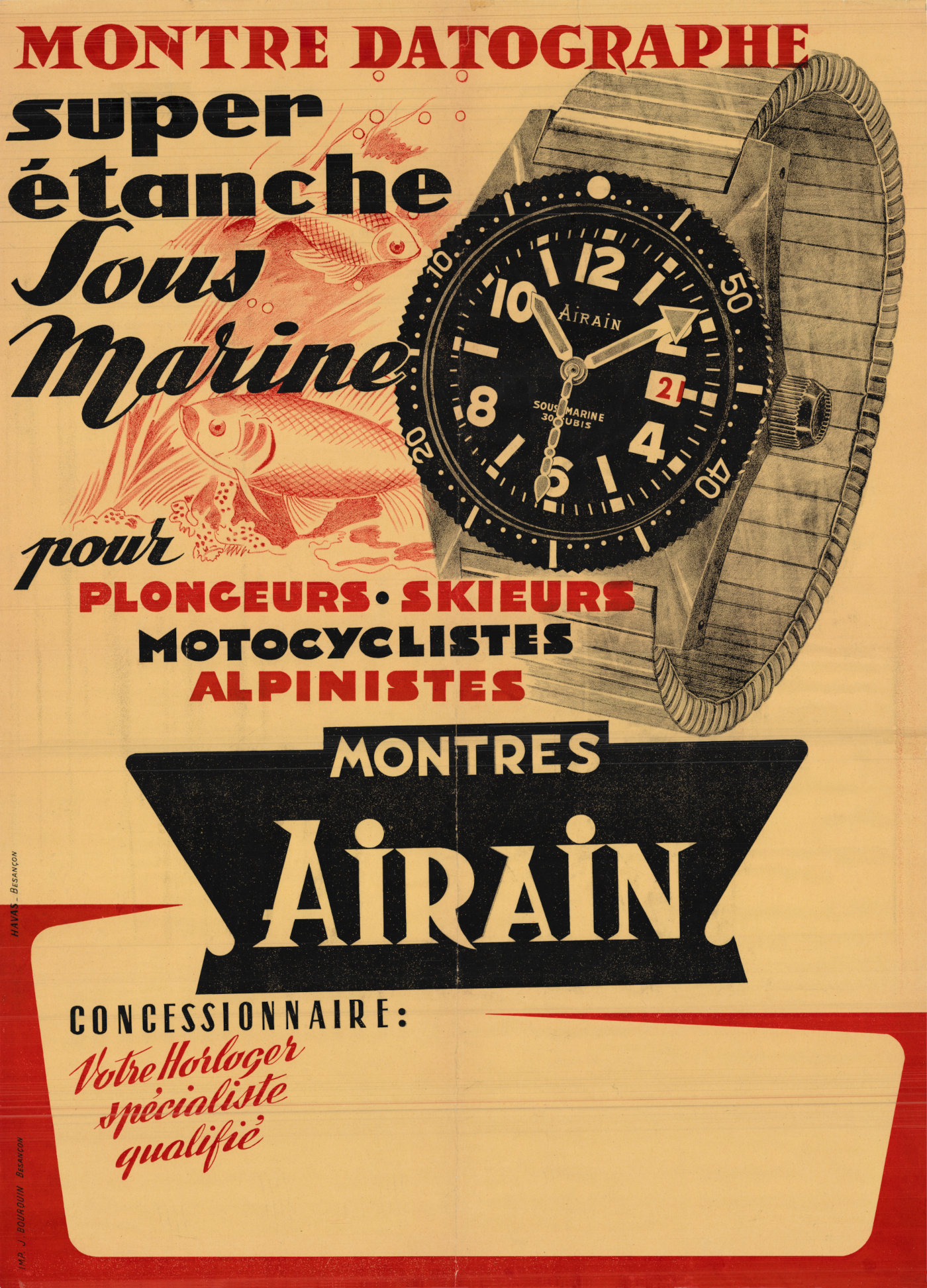Airain Sous-Marine Re-edition - vintage Sous-Marine poster