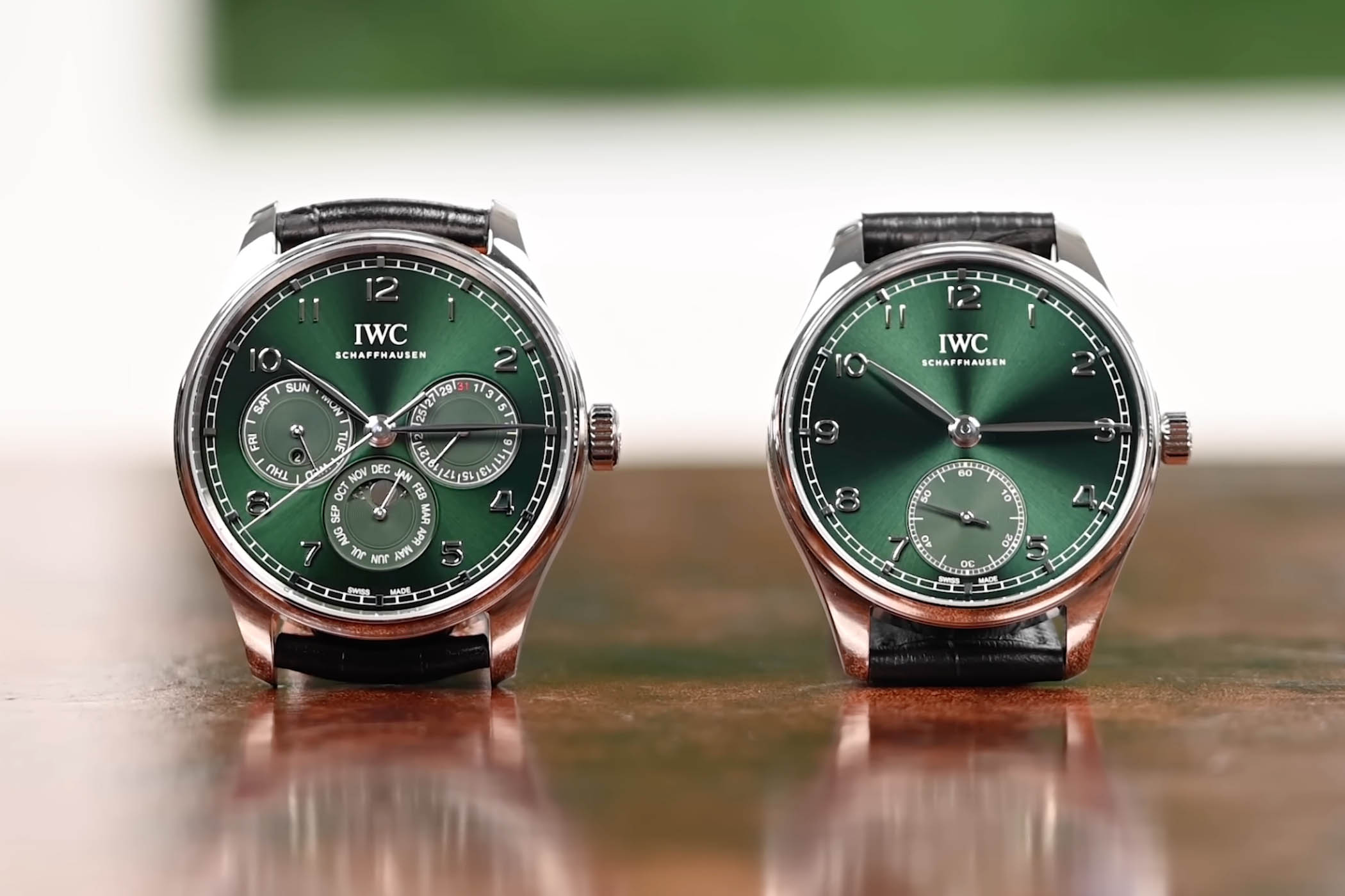 Video Review Green IWC Portugieser Automatic 40 IW358310 and Perpetual Calendar 42 IW344207