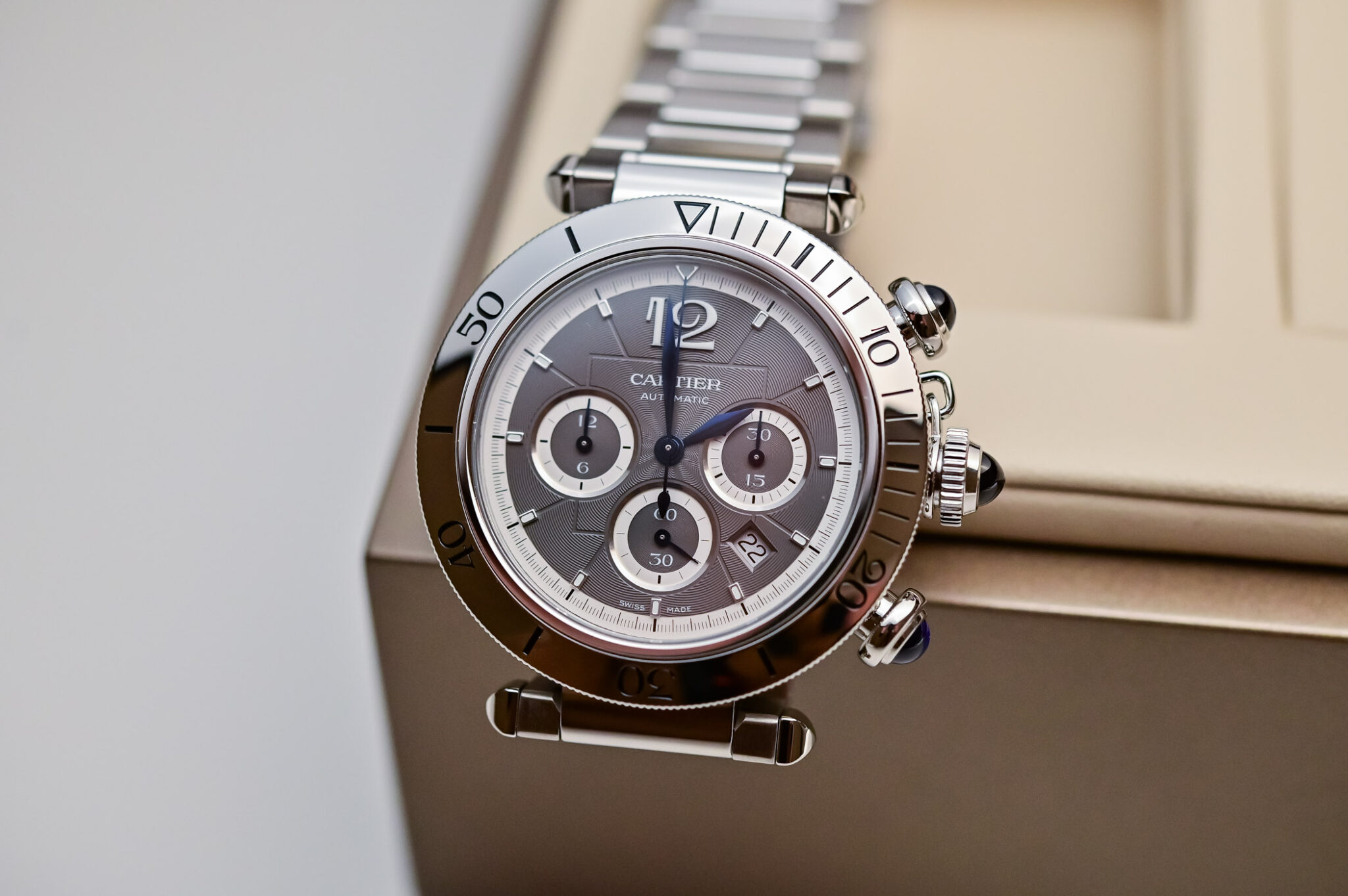 Hands-On - The New Pasha de Cartier Chronograph With Grey Dial