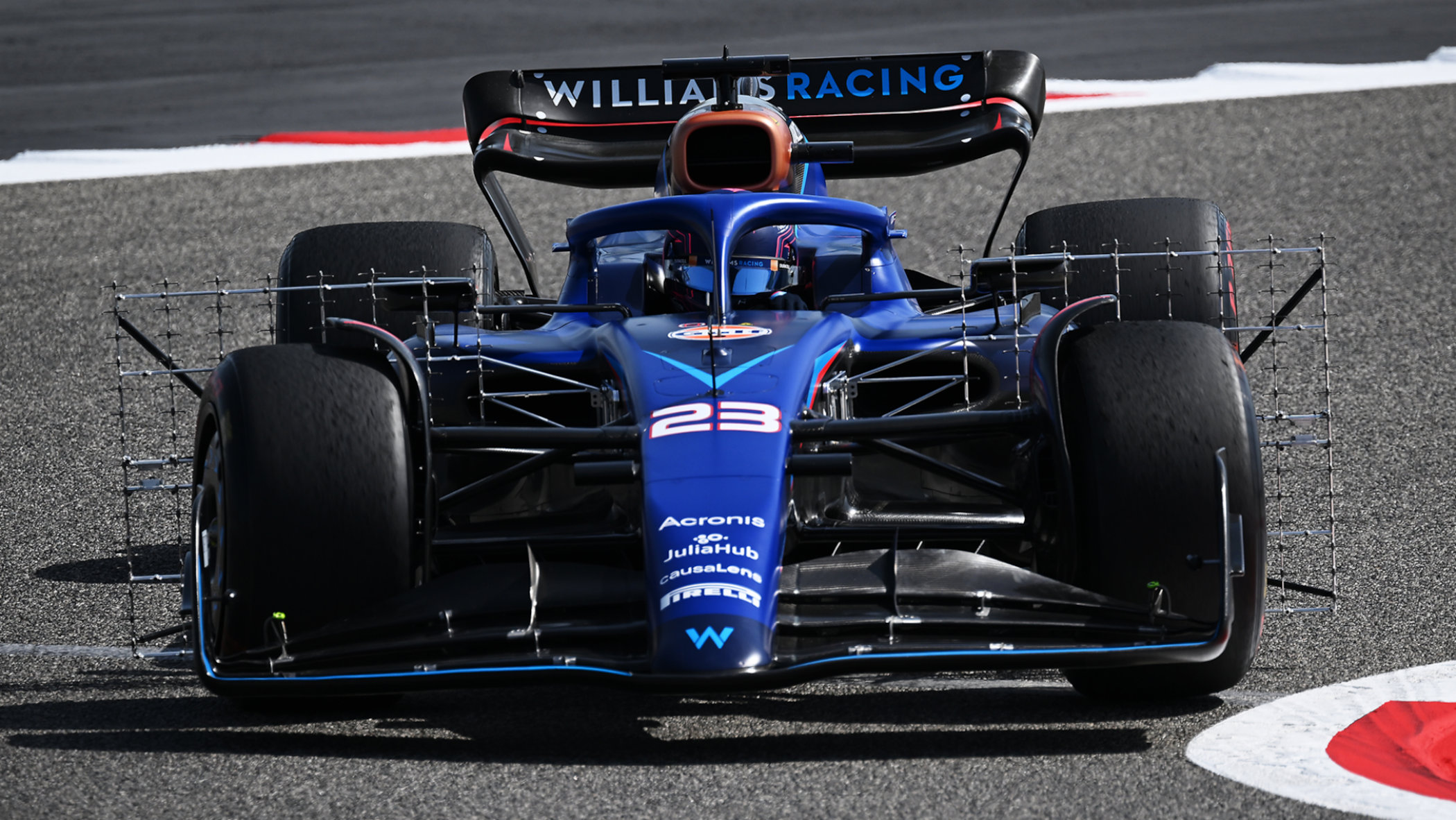 2023 Williams Racing FW45 Formula 1 car - Alexander Albon - Logan Sargeant - Pre-season testing with aero rakes