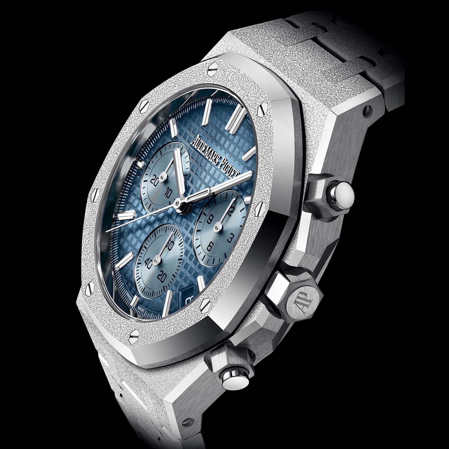 Audemars Piguet Royal Oak Selwinding Chronograph 41mm Frosted White Gold Smoked Light Blue Dial 26240BC