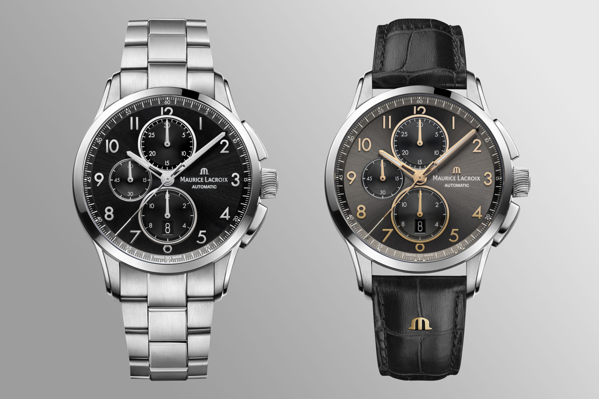 Maurice Lacroix Pontos Date Silver Dial Silver Steel Strap Watch For Men - PT6148-SS002-131-1
