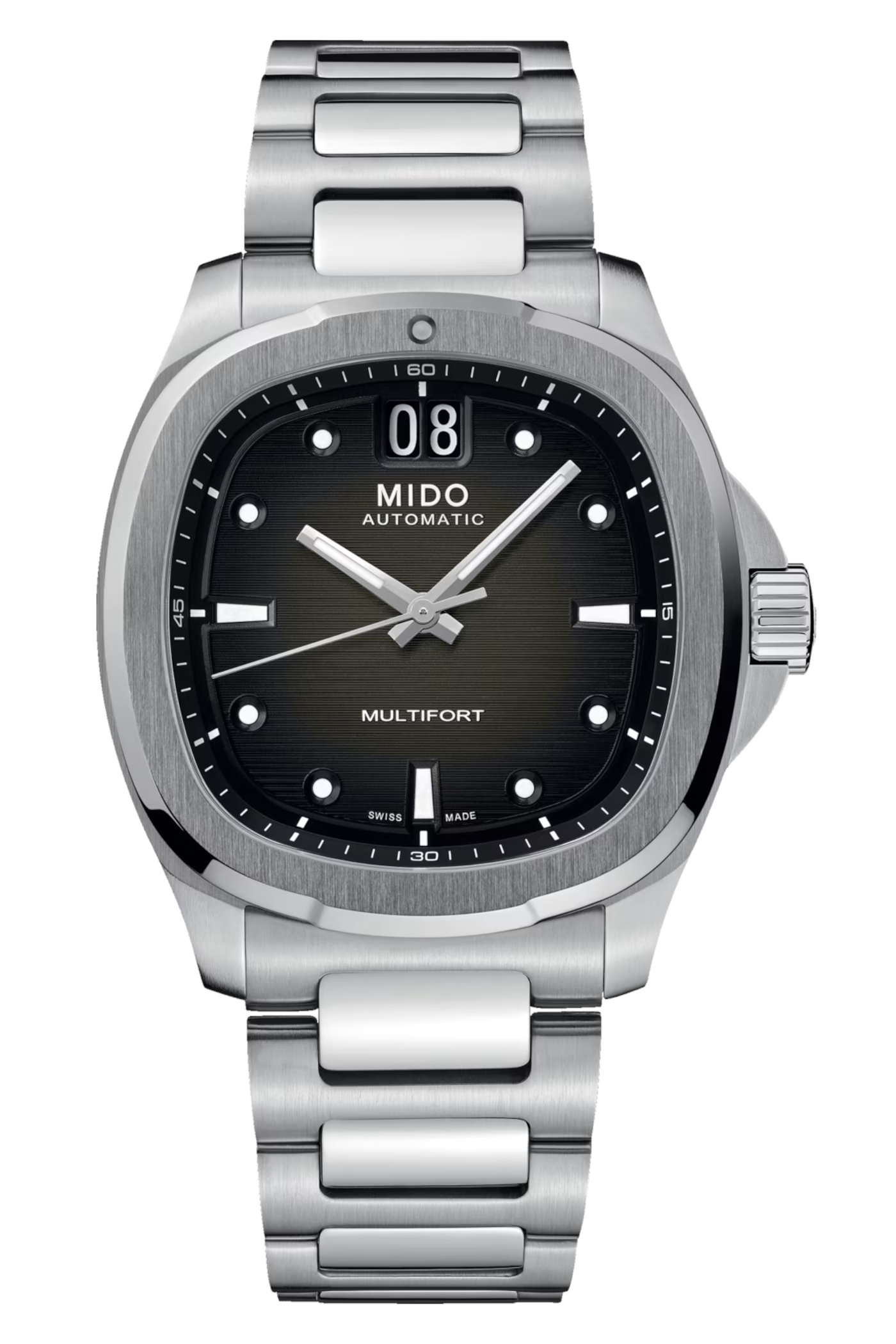 Mido Multifort TV Big Date - black gradient dial - steel bracelet