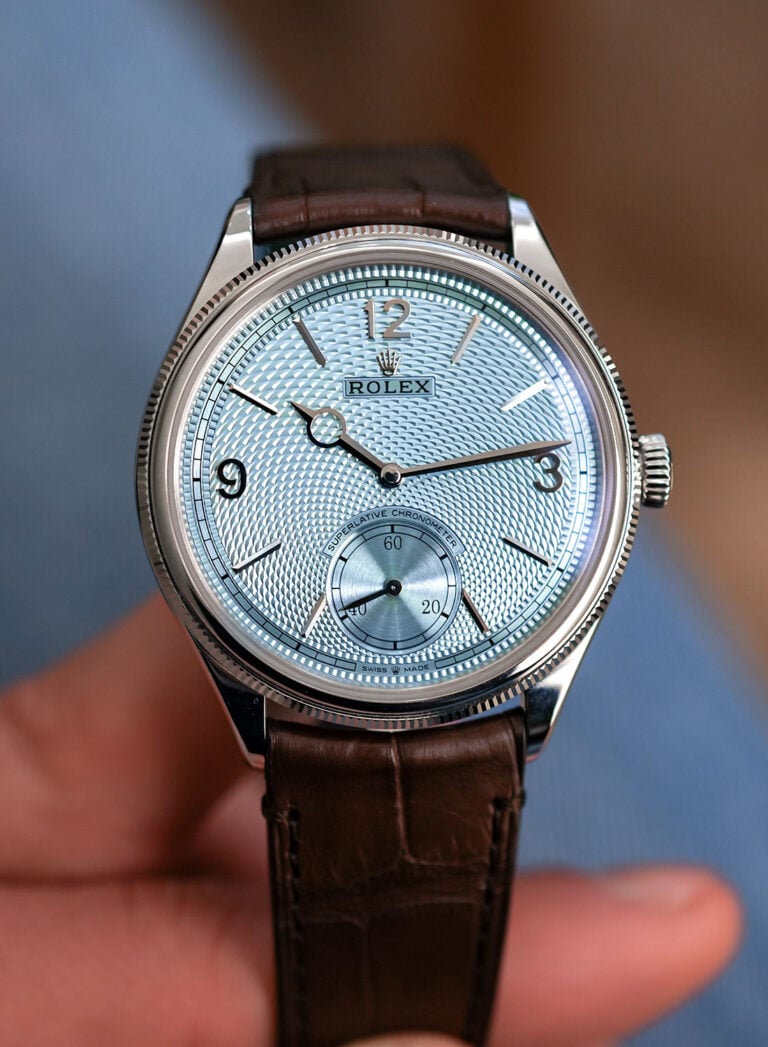 Hands-On: The Platinum Rolex Perpetual 1908 With Guilloche Dial