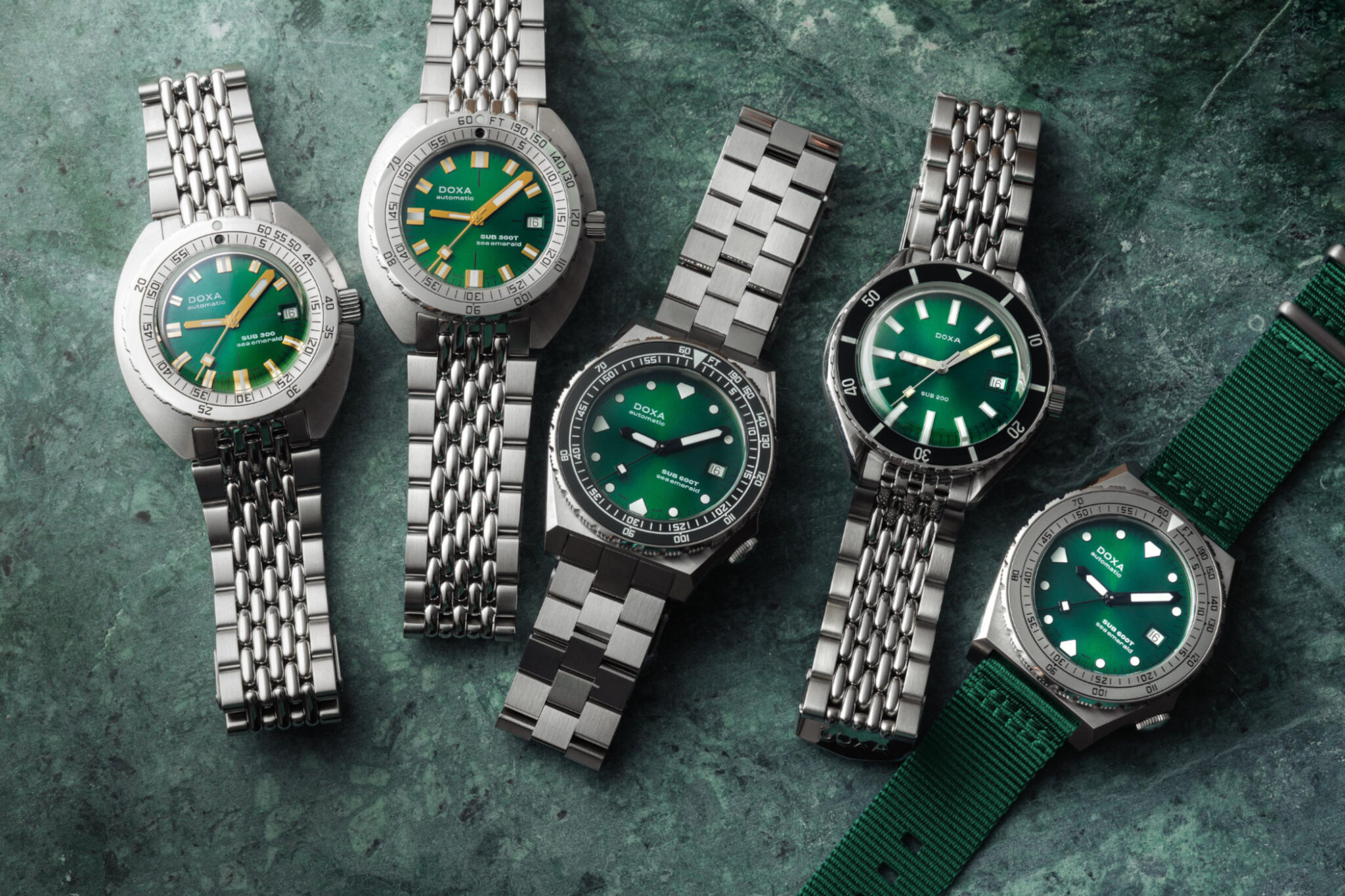 New Sea Emerald Green Doxa watches Doxa-Sea-Emerald-Green-Collection-SUB-200-SUB-300-Sub-300T-SUB-600T-SUB-300-Carbon-Featured-2048x1365